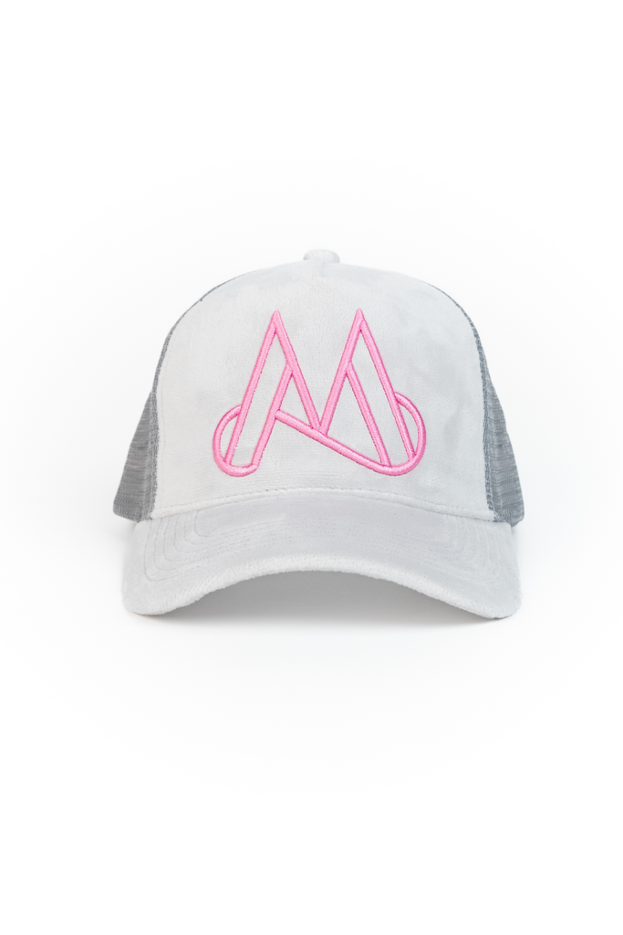 MAGGIORE Unlimited M Logo Grey Cap - Pink Logo - MAGGIORE